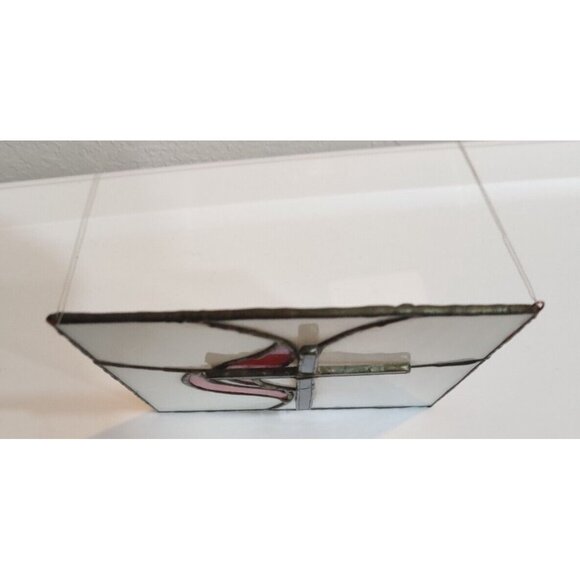 Cross And Flame Stained Glass Window Hanging Sun Catcher 8x6” - Picture 3 of 11